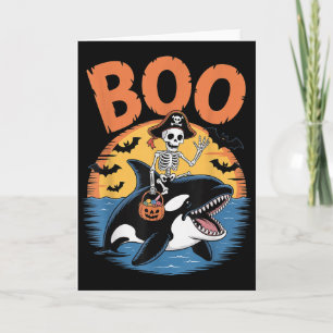 Gruseliger Orca-Kostüm auf Boo Orca Halloween Karte
