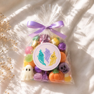 Gruseliger Pastellfarben-Cute-Halloween-Geist  Runder Aufkleber