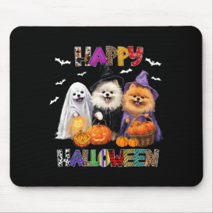 Gruseliger Pembroke Pomeranian Hund Hexenhut Hallo Mousepad
