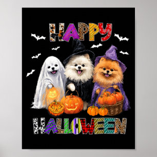 Gruseliger Pembroke Pomeranian Hund Hexenhut Hallo Poster