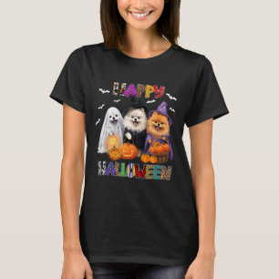 Gruseliger Pembroke Pomeranian Hund Hexenhut Hallo T-Shirt