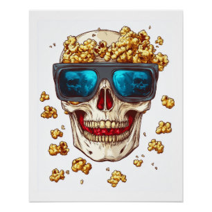 Gruseliger Popcorn-Totenkopf � Lustiger Horrorfilm Poster