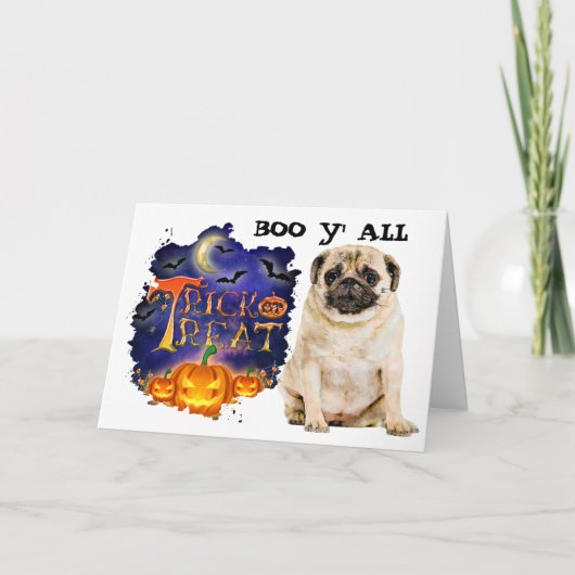 Gruseliger Pug Halloween Karte (Vorderseite)