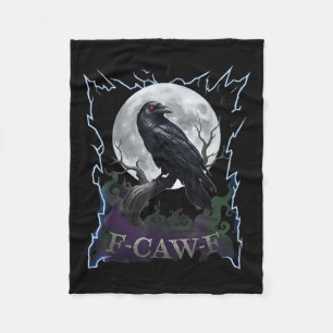 Gruseliger Rabe F-caw-f Vollmond Halloween Fleecedecke
