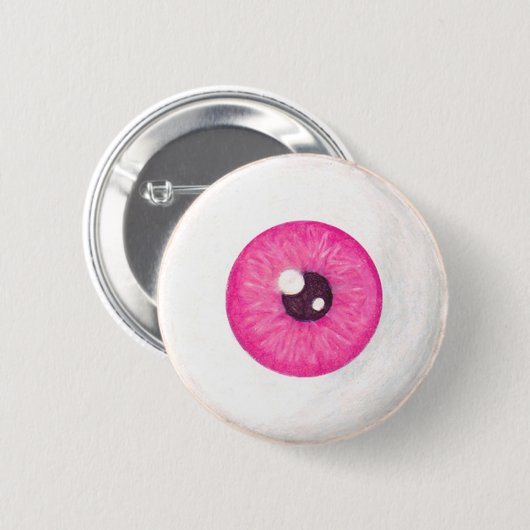 Gruseliger rosa Augapfel-Knopf Button (Vorne & Hinten)