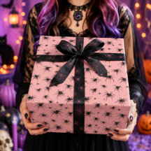 Gruseliger Rosa-Schwarzer-Spinnen-Halloween-Muster