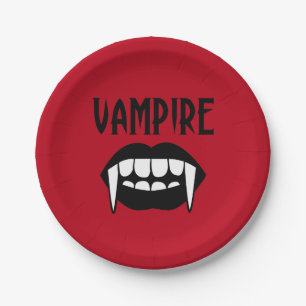 Gruseliger roter Vampir-Halloween Pappteller