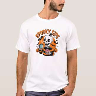 Gruseliger Saison-Kaffee-Liebhaber-Skelett T-Shirt