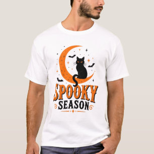 Gruseliger Saison-Schwarzer-Kater-Halloween-T-Shir T-Shirt