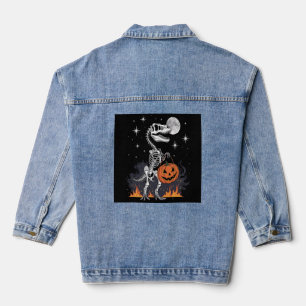 Gruseliger Saurus Halloween-Dinosaurier Jeansjacke