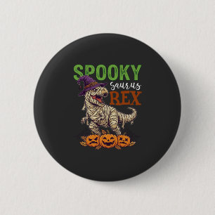 Gruseliger Saurus Rex Mumie Dinosaur Hexenhut Kürb Button