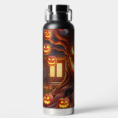 GRUSELIGER SCHAUERLICHER HALLOWEEN-BAUM MIT ORANGE TRINKFLASCHE (Vorderseite)