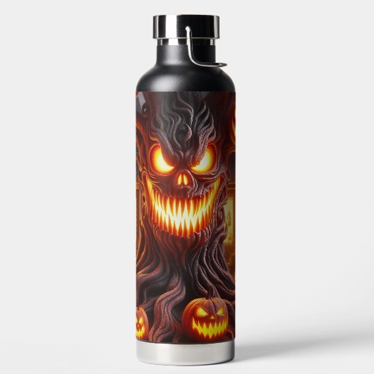 GRUSELIGER SCHAUERLICHER HALLOWEEN-BAUM MIT ORANGE TRINKFLASCHE (links)
