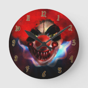 Gruseliger Schrecklicher Killer-Clown Halloween Cu Runde Wanduhr