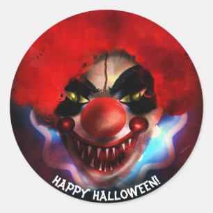 Gruseliger schrecklicher Killer-Clown Halloween-Pa Runder Aufkleber