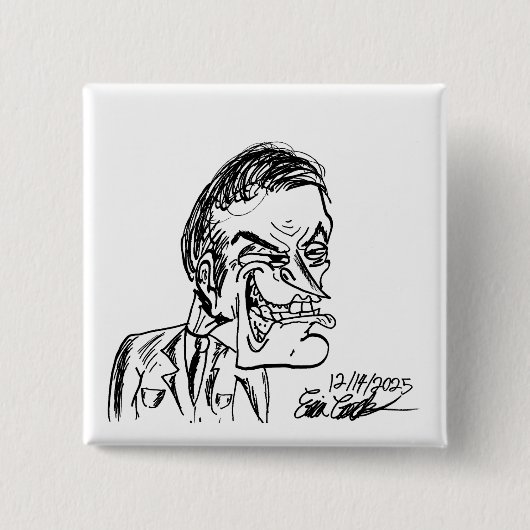 gruseliger Schurke Cartoon Button (Vorderseite)