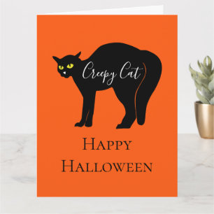 Gruseliger schwarzer Halloween-Kater Karte