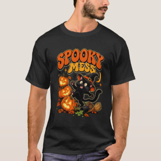 Gruseliger schwarzer Halloween-Kater T-Shirt