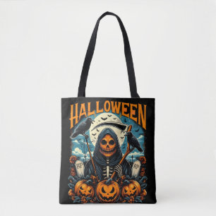 Gruseliger Sensenmann-Kürbis-Halloween-Friedhof Tasche