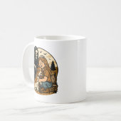 Gruseliger Sensenmann mit Mädchen und Hund-Skelett Kaffeetasse (Vorderseite Links)