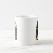 Gruseliger Sensenmann mit Mädchen und Hund-Skelett Kaffeetasse (Mittel)