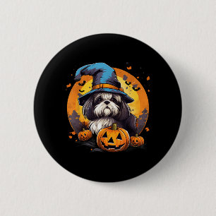 Gruseliger Shih Tzu Hund Hexe Halloween Button
