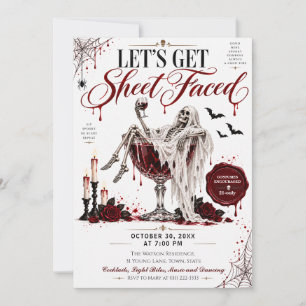 Gruseliger Skelett-Cocktail-Halloween-Party Einladung