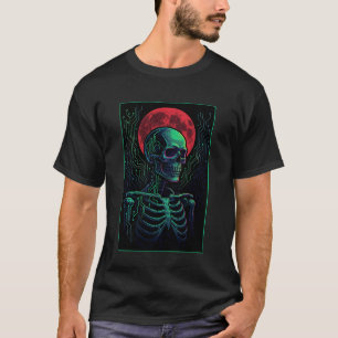 Gruseliger Skelett-Computer-Schaltkreis-Gamer-Sci- T-Shirt