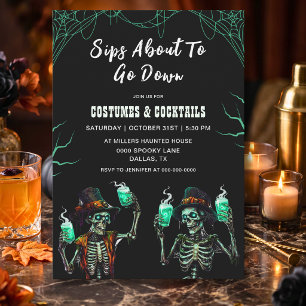 Gruseliger Skelett-Erwachsenen-Halloween-Party Einladung