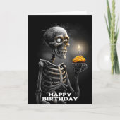 Gruseliger Skelett-Geburtstag mit Cupcake Karte (Vorderseite)
