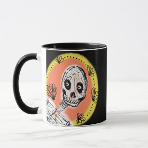 Gruseliger Skelett-Halloween-Doodle Tasse