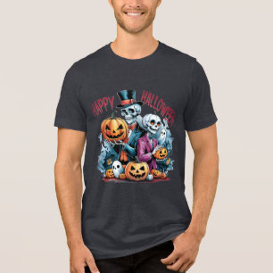Gruseliger Skelett-Spaß und Festliches frohes Hall Tri-Blend Shirt