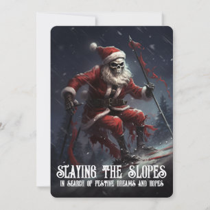 Gruseliger Skelett-Weihnachtsmann-Ski-Goth-makabre Feiertagskarte