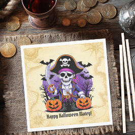 Gruseliger Skelettpirat Halloween Serviette