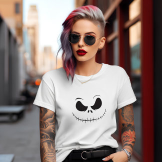 Gruseliger Spaß Skelett Gesicht T-Shirt
