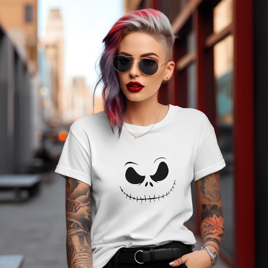 Gruseliger Spaß Skelett Gesicht T-Shirt