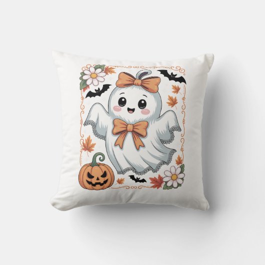 Gruseliger Spitzen-Geist Halloween Kissen (Vorderseite)