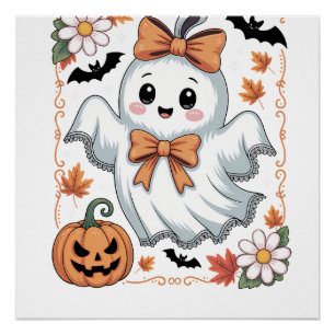 Gruseliger Spitzen-Geist Halloween Poster
