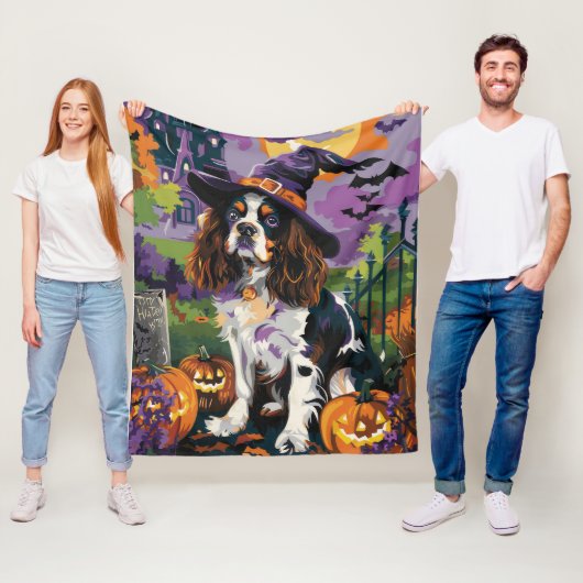 Gruseliger Springer Spaniel Halloween Hexe Kürbis Fleecedecke (Beispiel)