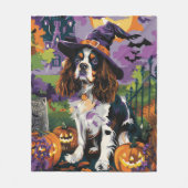 Gruseliger Springer Spaniel Halloween Hexe Kürbis Fleecedecke (Vorderseite)