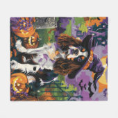 Gruseliger Springer Spaniel Halloween Hexe Kürbis Fleecedecke (Vorderseite (Horizontal))