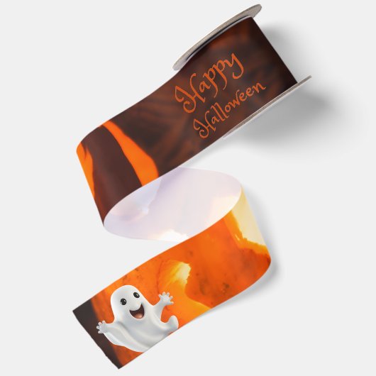 Gruseliger Süßer Geist Halloween Satinband (Rückseite)