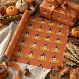 Gruseliger Süßer Geist und Kürbisse Herbstkranz Geschenkpapier