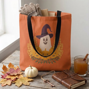 Gruseliger süßer Geist und Kürbisse Herbstkranz Tasche