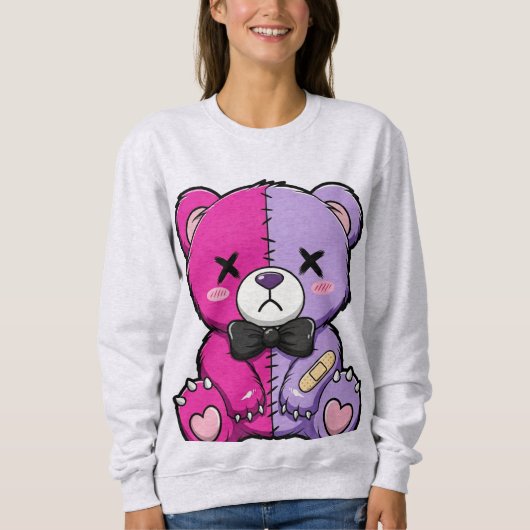Gruseliger süßer geteilter Bär Sweatshirt (Vorderseite)