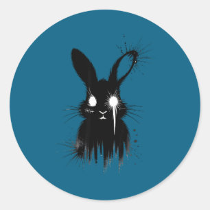 Gruseliger süßer Goth-Bunny-Horror-Hase-Skizze Alt Runder Aufkleber