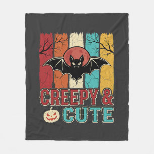 Gruseliger süßer Halloween-Fledermaus Retro-Grafik Fleecedecke