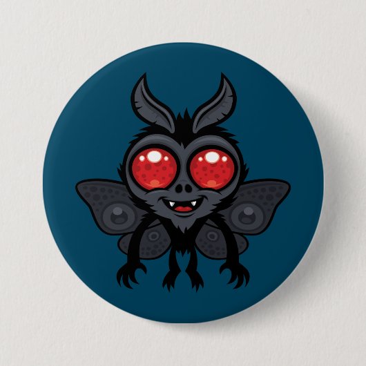 Gruseliger süßer Kryptid Mothman-Monster Button (Vorderseite)