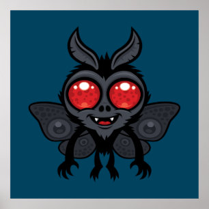 Gruseliger süßer Kryptid-Mothman-Monster Poster
