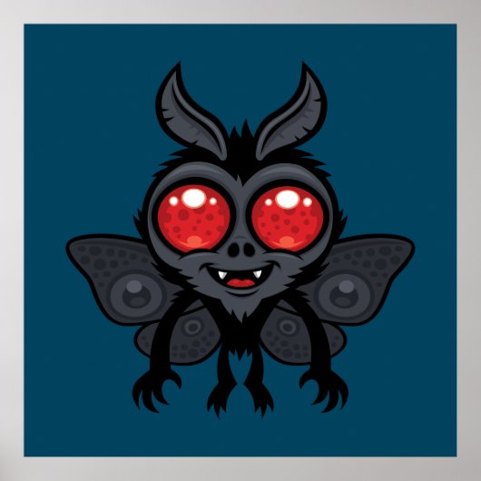 Gruseliger süßer Kryptid-Mothman-Monster Poster (Vorne)